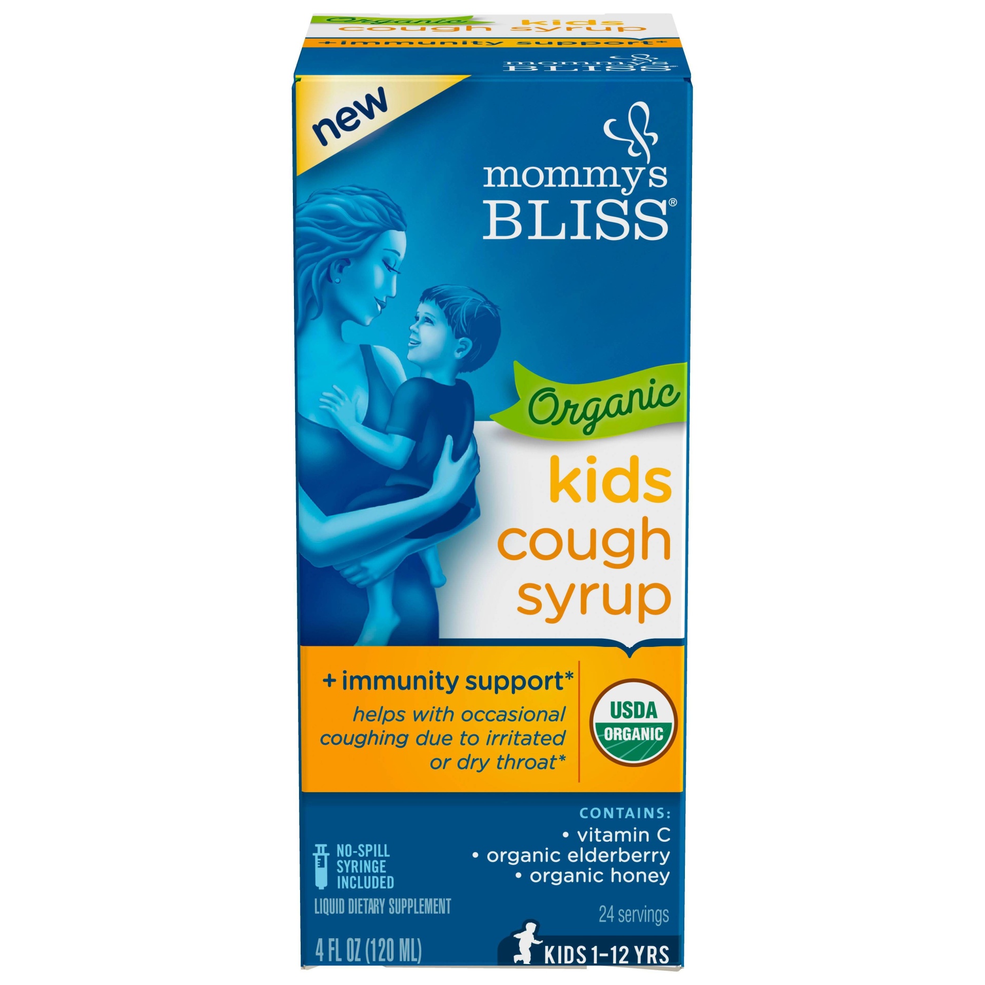 slide 1 of 1, Mommy's Bliss Organic Kids Daytime Cough & Mucus Relief Liquid, 4 fl oz