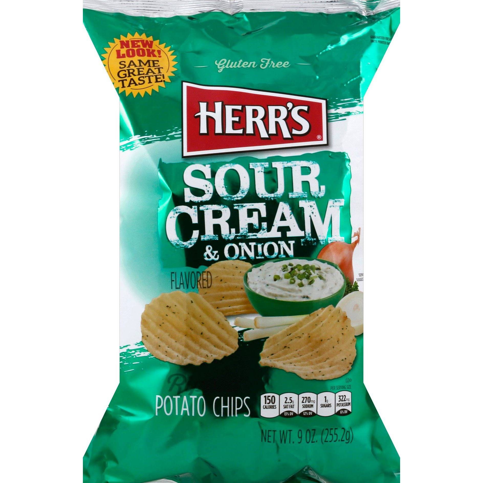 slide 1 of 1, Herr's Ripples Sour Cream & Onion Flavored Potato Chips - 9oz, 9 oz