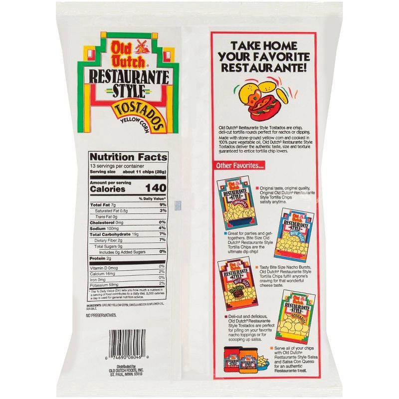 slide 2 of 3, Old Dutch Restaurante Style Tostados Yellow Corn Tortilla Chips - 13oz, 13 oz