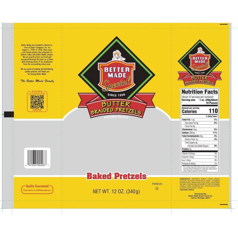 slide 2 of 4, Better Made Snack Foods Better Made Special Butter Braided Baked Pretzels - 12oz, 12 oz