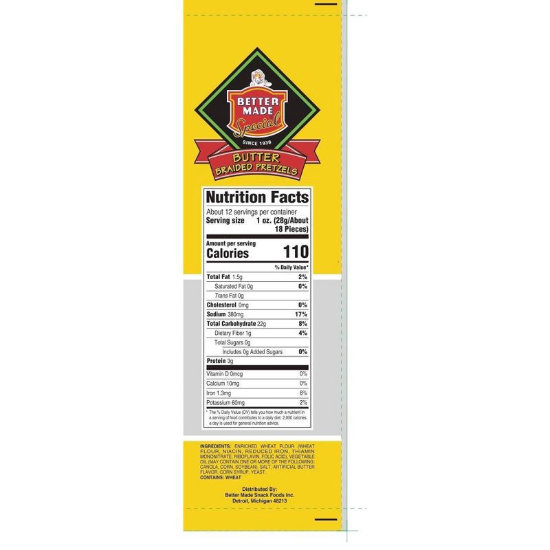 slide 4 of 4, Better Made Snack Foods Better Made Special Butter Braided Baked Pretzels - 12oz, 12 oz