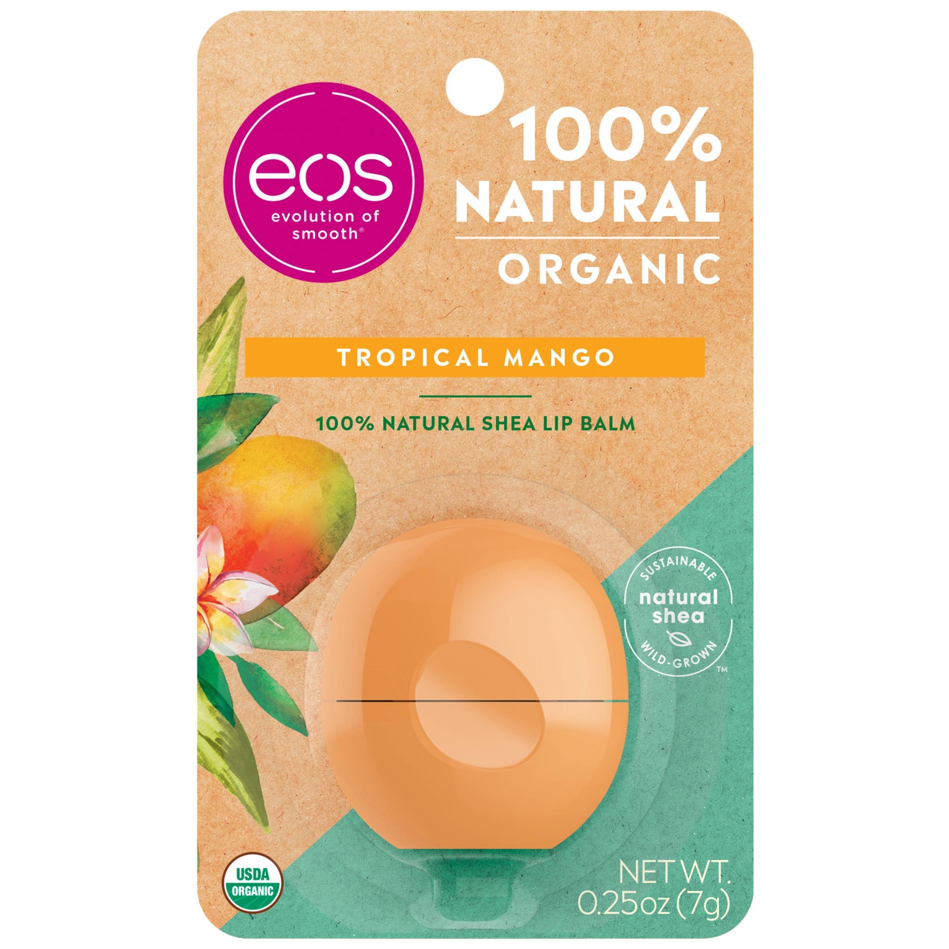 slide 1 of 4, eos Natural &#38; Organic Lip Balm Sphere - Tropical Mango, 0.25 oz