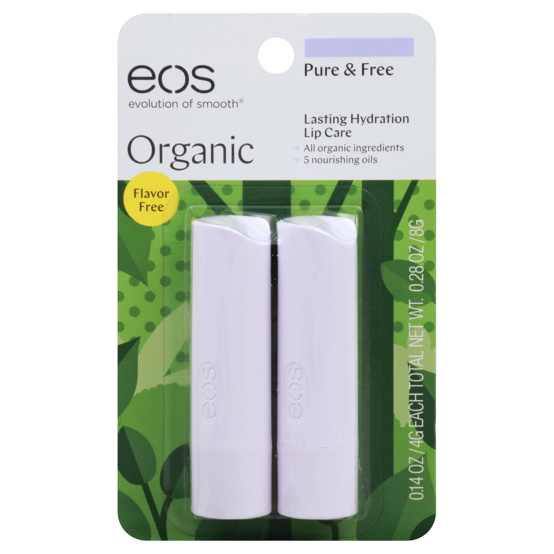 slide 1 of 4, eos Organic Lip Balm Sticks - Pure Hydration, 2 ct; 0.28 oz