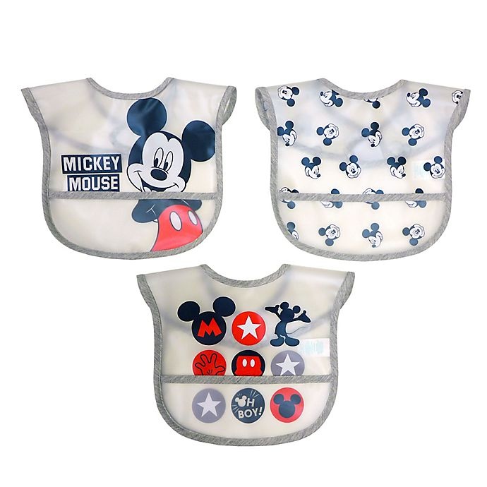 slide 1 of 3, Neat Solutions Disney Mickey Mouse Multi-Layer Translucent Toddler Bib Set, 3 ct