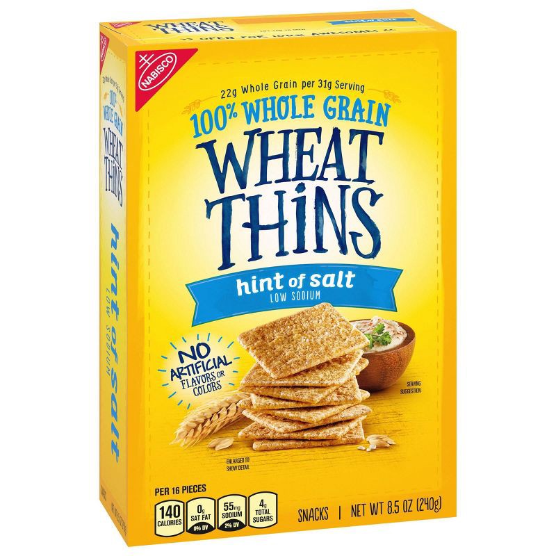 slide 7 of 18, Wheat Thins Hint Of Salt Low Sodium Whole Grain Snacks - 8.5oz, 8.5 oz