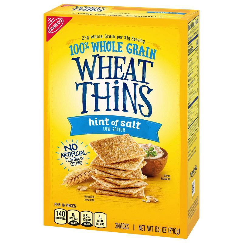 slide 8 of 18, Wheat Thins Hint of Salt Low Sodium Whole Grain Wheat Crackers - 8.5oz, 8.5 oz