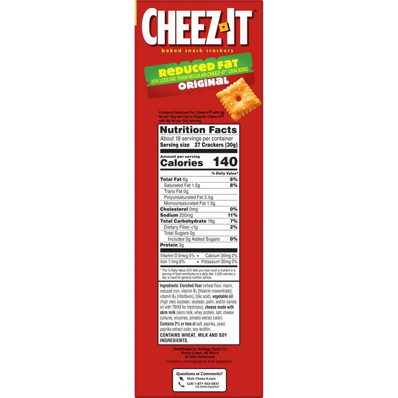 slide 2 of 11, Cheez-It Reduced Fat Original Baked Snack Crackers - 19oz, 19 oz