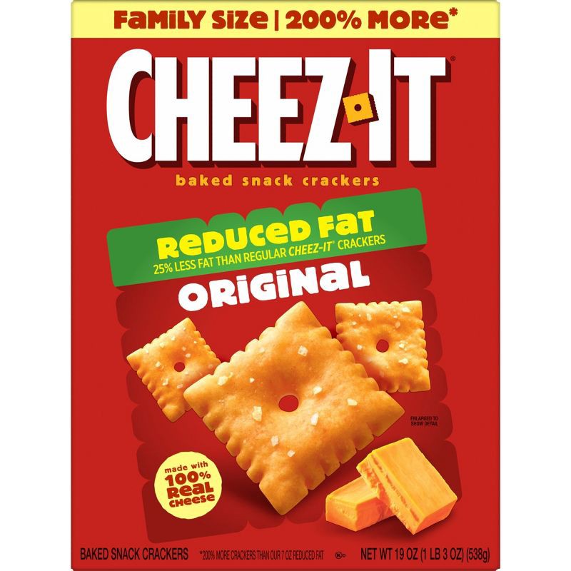 slide 9 of 11, Cheez-It Reduced Fat Original Baked Snack Crackers - 19oz, 19 oz