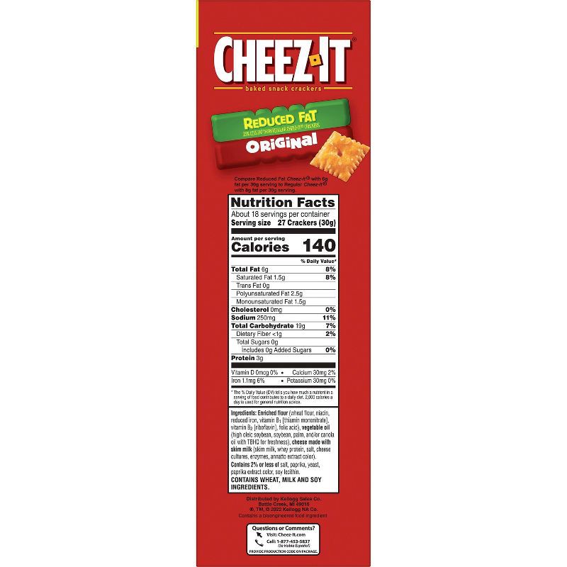 slide 10 of 11, Cheez-It Reduced Fat Original Baked Snack Crackers - 19oz, 19 oz