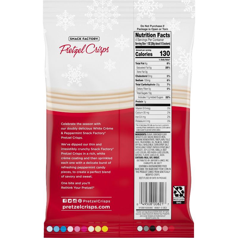 slide 2 of 7, Snack Factory Pretzel Crisps Christmas White Crème and Peppermint Covered Pretzels - 4oz, 4 oz
