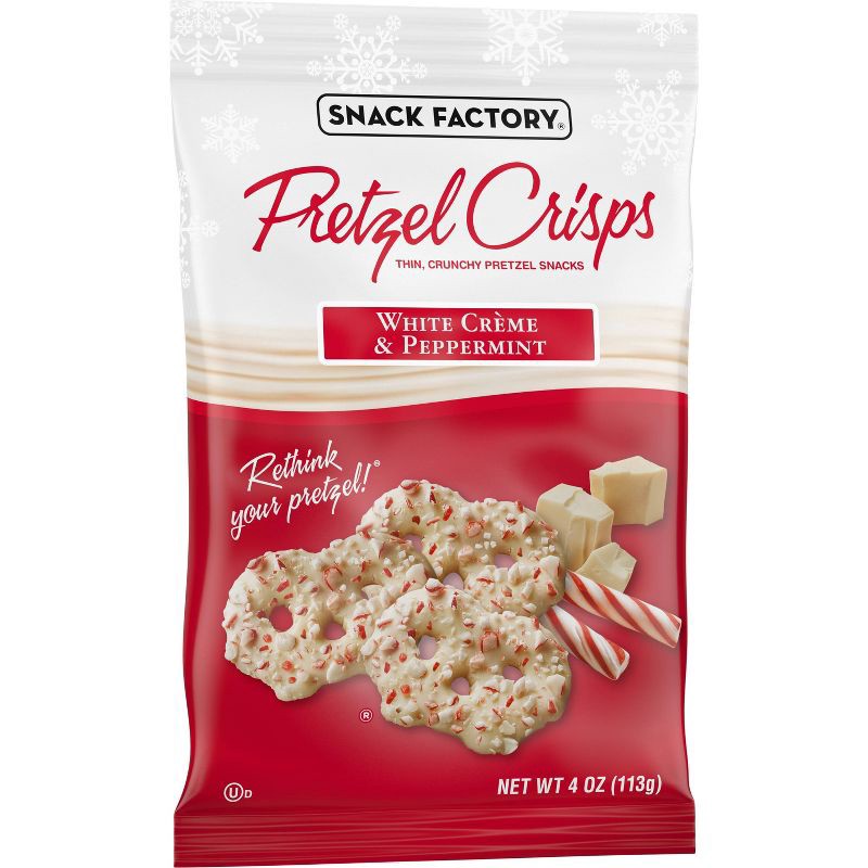 slide 3 of 7, Snack Factory Pretzel Crisps Christmas White Crème and Peppermint Covered Pretzels - 4oz, 4 oz