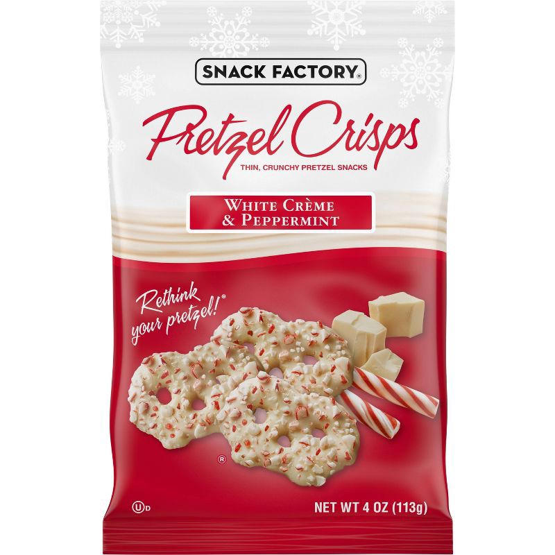 slide 1 of 7, Snack Factory Pretzel Crisps Christmas White Crème and Peppermint Covered Pretzels - 4oz, 4 oz