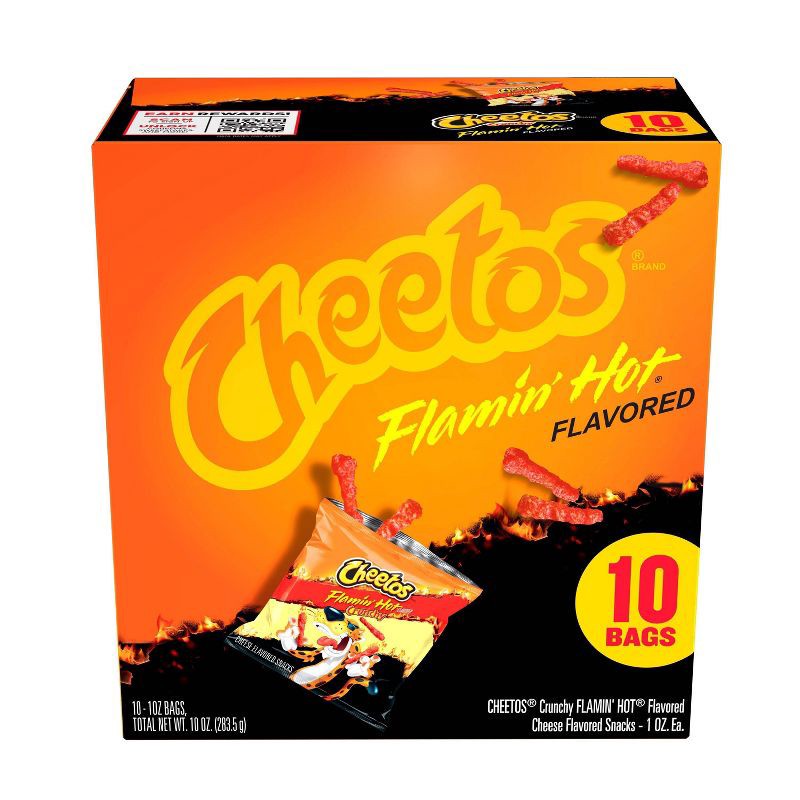 slide 2 of 11, Cheetos Snack Pack Flamin' Hot Cheese Flavored Snacks Multipack- 10ct/10oz, 10 ct; 10 oz