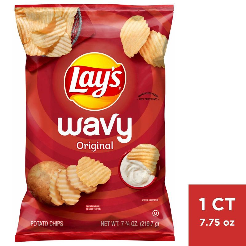 slide 1 of 3, Lay's Wavy Original Potato Chips - 7.75oz, 7.75 oz