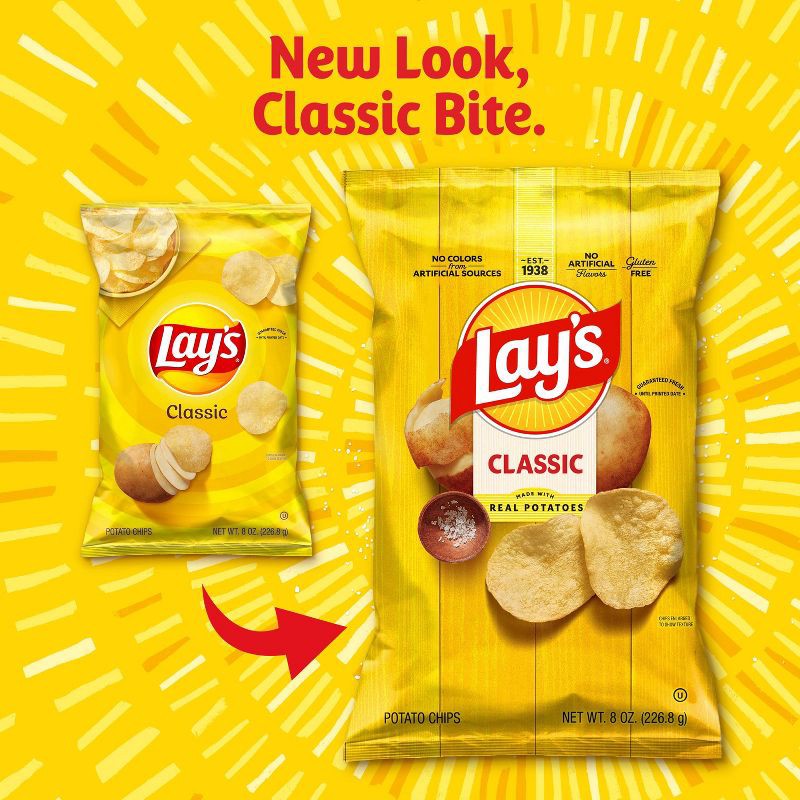 slide 3 of 8, Lay's Classic Potato Chips - 8oz, 8 oz
