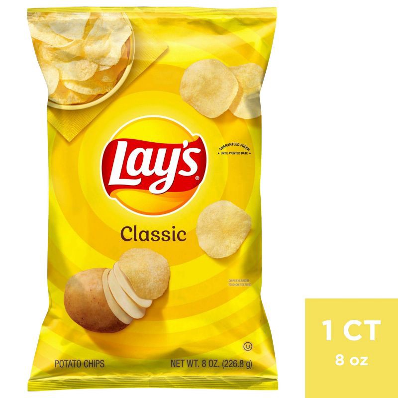 slide 1 of 4, Lay's Classic Potato Chips - 8oz, 8 oz