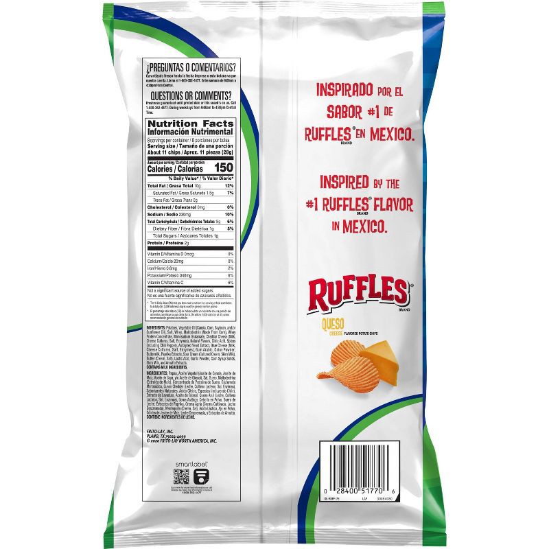 slide 2 of 5, Ruffles Queso Flavored Chips - 8oz, 8 oz