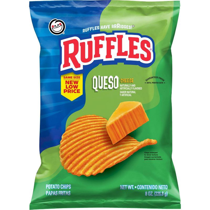 slide 1 of 5, Ruffles Queso Flavored Potato Chips - 8oz, 8 oz
