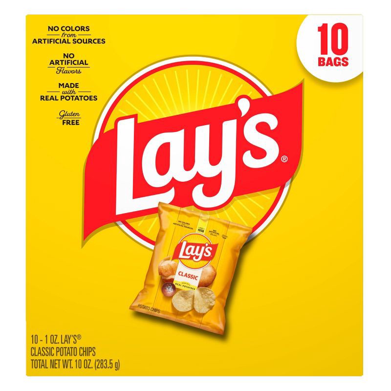 slide 2 of 8, Lay's Snack Pack Classic Potato Chips Multipack- 10ct/10oz, 10 ct; 10 oz