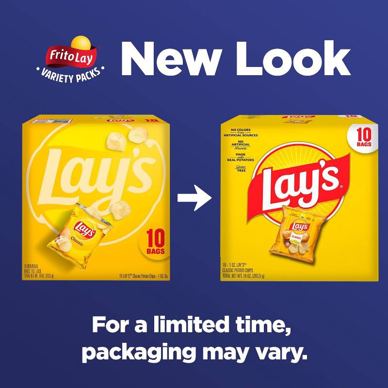 slide 3 of 8, Lay's Snack Pack Classic Potato Chips Multipack- 10ct/10oz, 10 ct; 10 oz