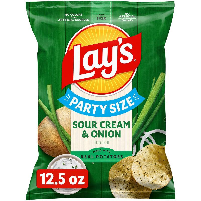 slide 1 of 4, Lay's Sour Cream & Onion Flavored Party Size Potato Chips - 12.50oz, 12.5 oz