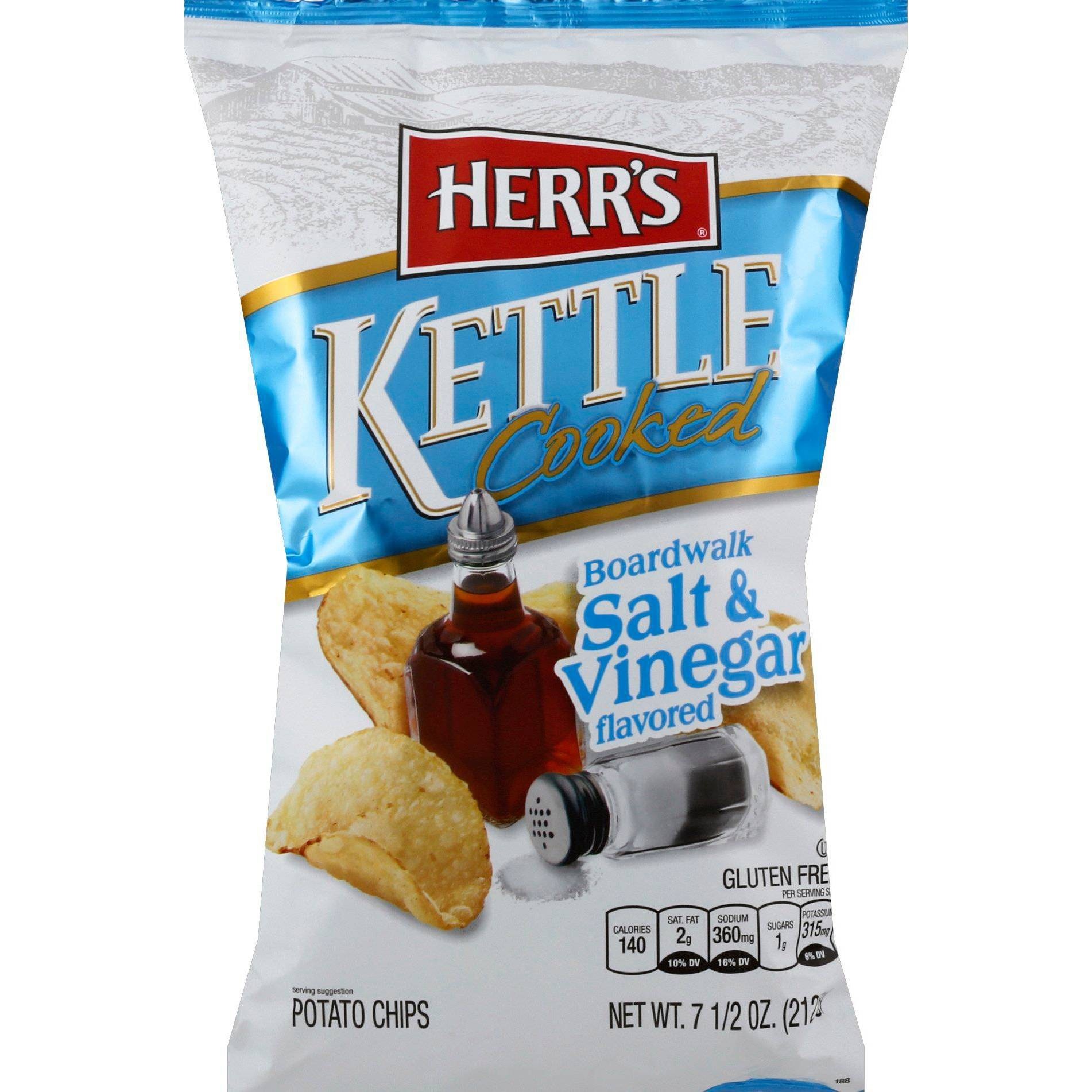 slide 1 of 1, HERR's Kettle Cooked Salt & Vinegar Potato Chips, 8.5 oz