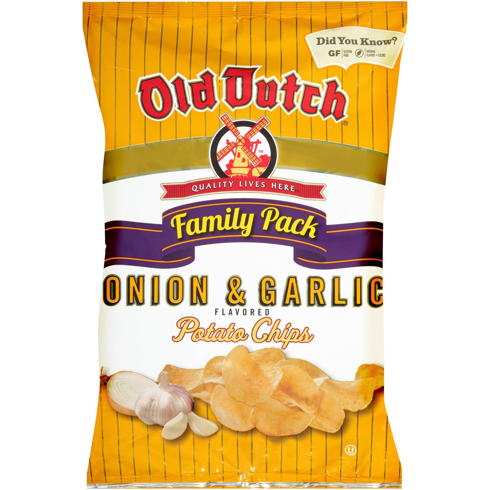 slide 1 of 4, Old Dutch Family Pack Onion & Garlic Potato Chips, 9.5 oz