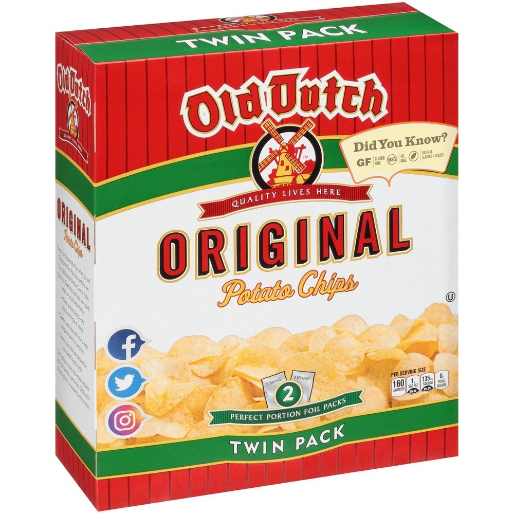 slide 2 of 4, Old Dutch Twin Pack Box Original Potato Chips, 1 ct