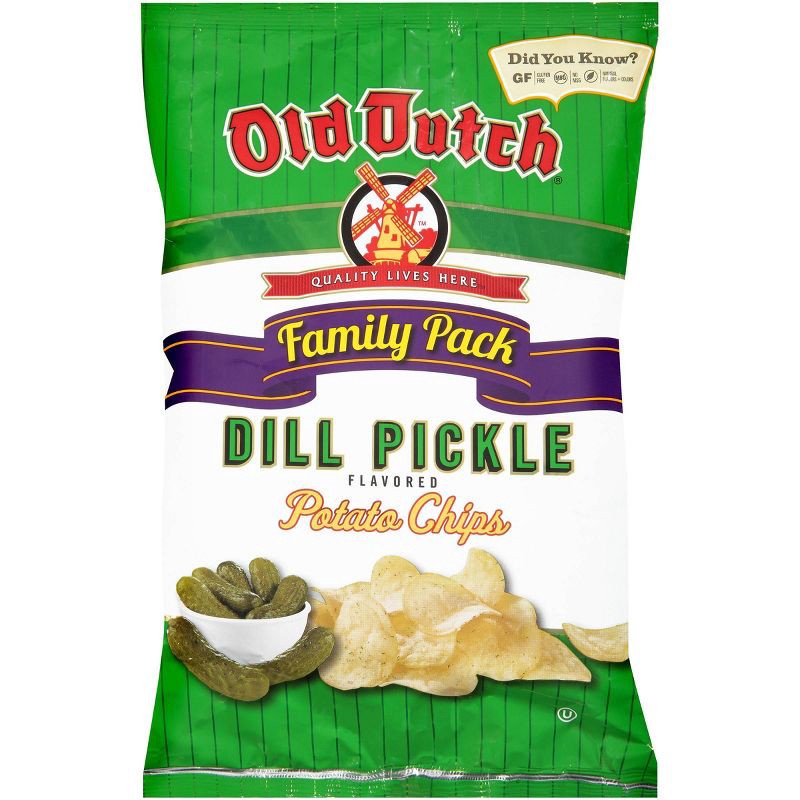 slide 1 of 3, Old Dutch Dill Pickle Flavored Potato Chips - 9.5oz - Family Pack, 9.5 oz