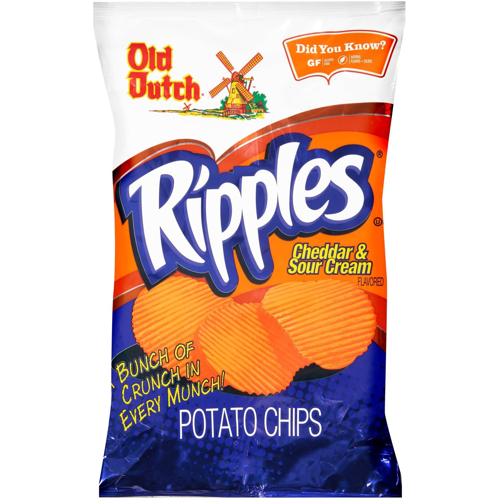 slide 1 of 4, Old Dutch Ripples Cheddar Sour Cream Potato Chips, 8 oz