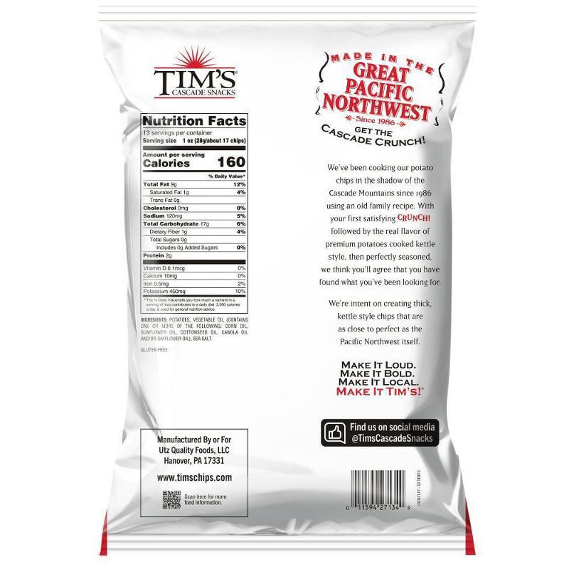 slide 4 of 4, Tim's Original with Sea Salt Cascade Style Potato Chips - 13oz, 16 oz