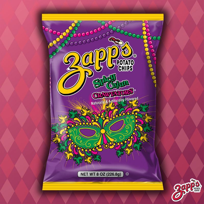 slide 3 of 10, Zapp's New Orleans Kettle Style Spicy Cajun Crawtators Potato Chips - 8oz, 8 oz