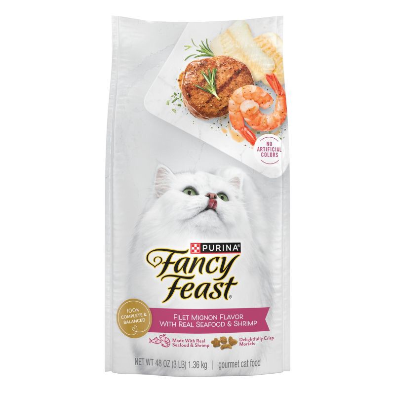 slide 1 of 13, Purina Fancy Feast Filet Mignon with Real Seafood & Shrimp Flavor Dry Cat Food - 3lbs, 3 lb