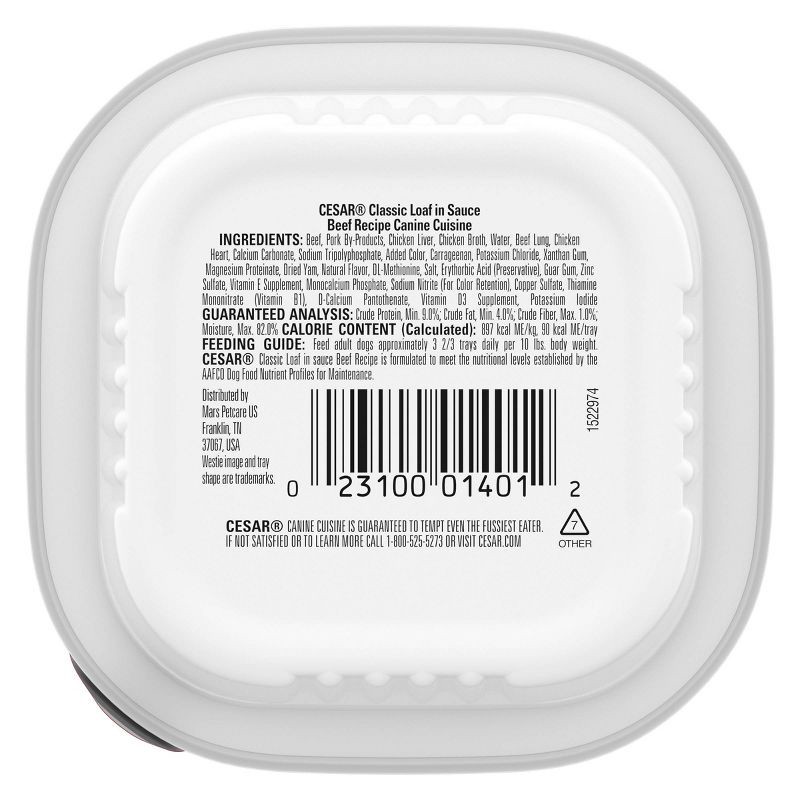 slide 10 of 11, Cesar Classic Loaf in Sauce Beef and Gravy Flavor Small Breed Wet Dog Food - 3.5oz, 3.5 oz