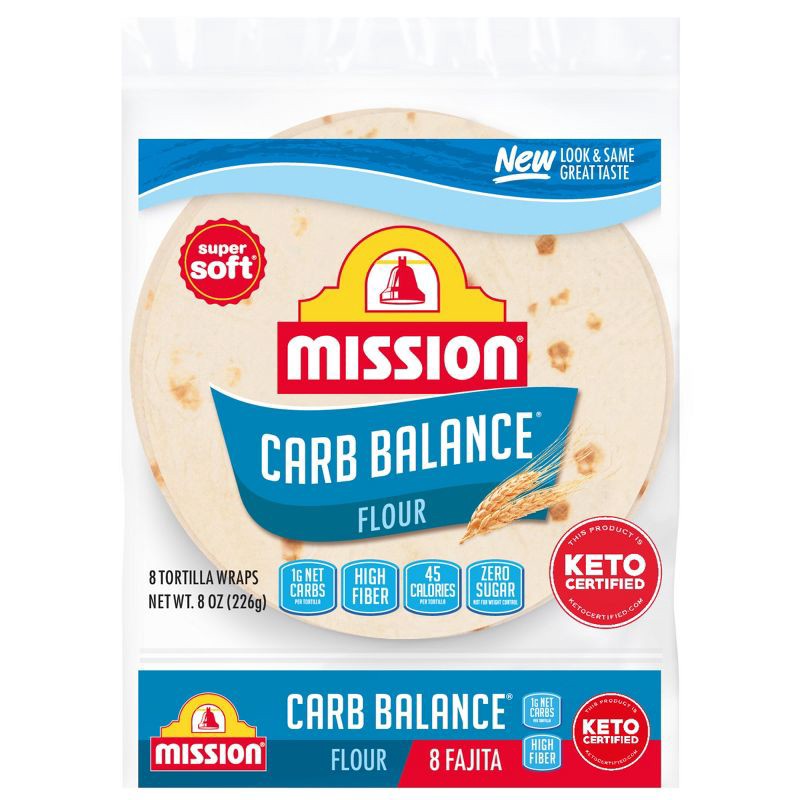 slide 1 of 4, Mission Fajita Size Carb Balance Flour Tortillas - 8oz/8ct, 8 ct; 8 oz