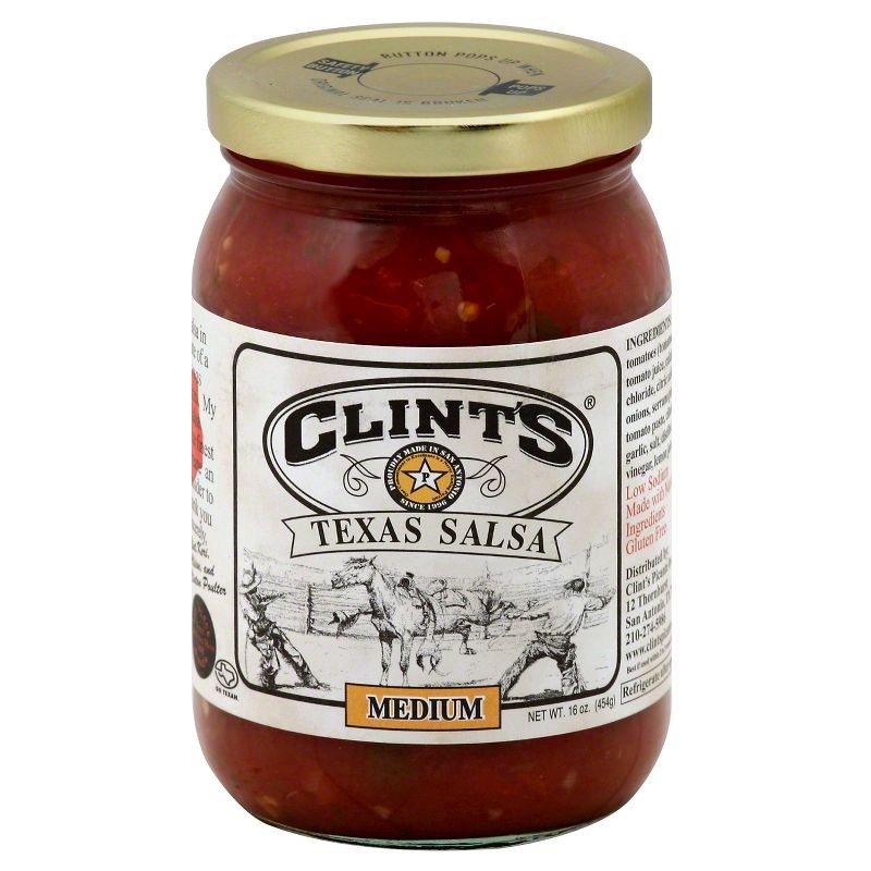 slide 1 of 3, Clint's Texas Salsa Medium 16oz, 16 oz