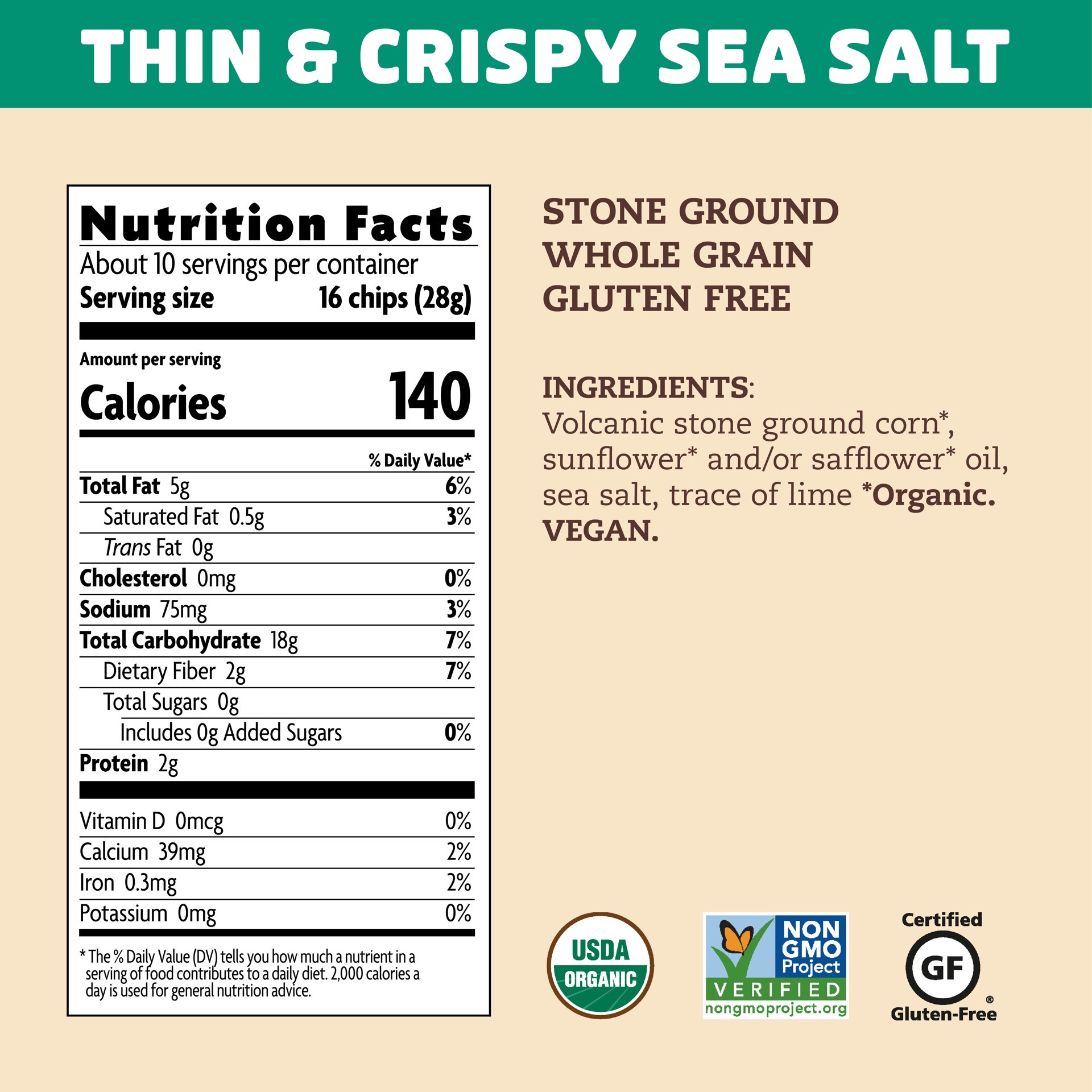 slide 3 of 5, Que Pasa Organic Thin & Crispy Sea Salt Chips 10oz Bag, 10 oz
