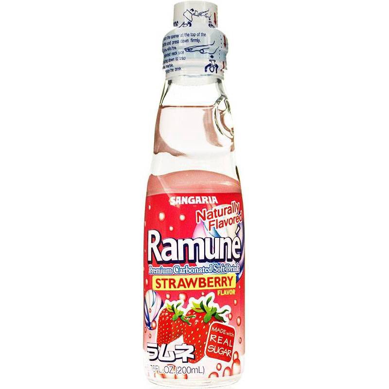 slide 1 of 3, Ramune Soda Strawberry Flavor Carbonated Soft Drink - 6.76 fl oz, 6.76 fl oz