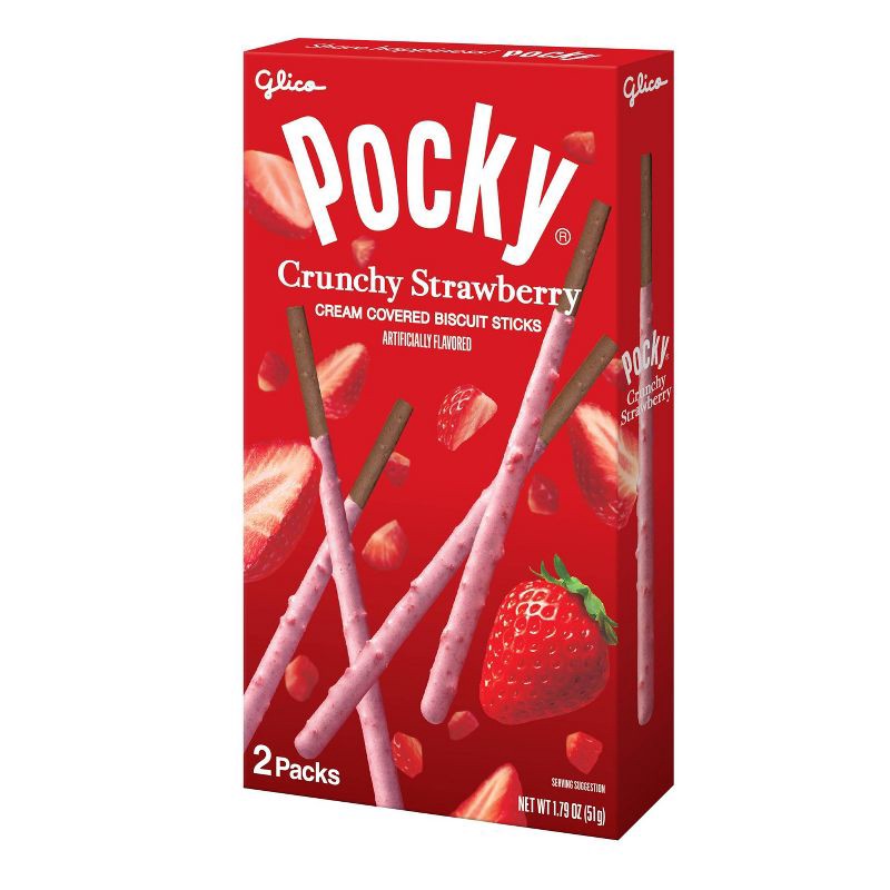 slide 4 of 5, Glico Pocky Crunchy Strawberry Cream Covered Biscuit Sticks - 1.79oz, 1.79 oz