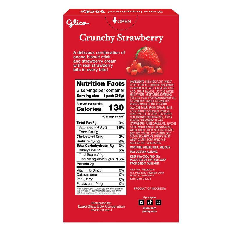 slide 5 of 5, Glico Pocky Crunchy Strawberry Cream Covered Biscuit Sticks - 1.79oz, 1.79 oz