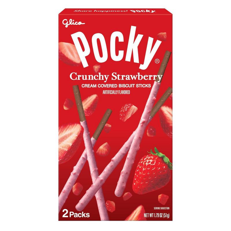 slide 1 of 5, Glico Pocky Crunchy Strawberry Cream Covered Biscuit Sticks - 1.79oz, 1.79 oz