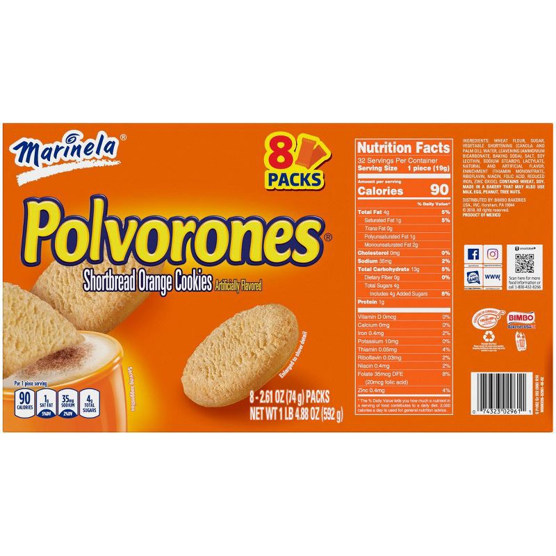 slide 4 of 5, Marinela Polvorones Shortbread Orange Cookies - 2.61oz/8pk, 2.61 oz, 8 ct