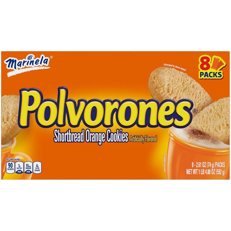 slide 1 of 5, Marinela Polvorones Shortbread Orange Cookies - 2.61oz/8pk, 2.61 oz, 8 ct