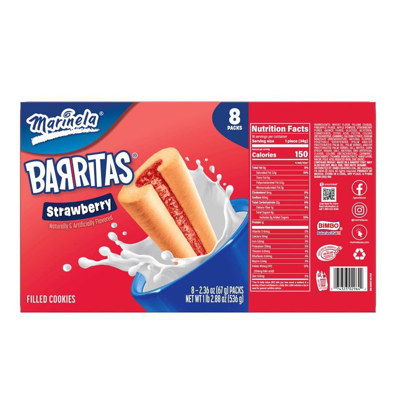 slide 2 of 6, Marinela Barritas Strawberry Cookies - 4ct/2.36oz, 4 ct, 2.36 oz