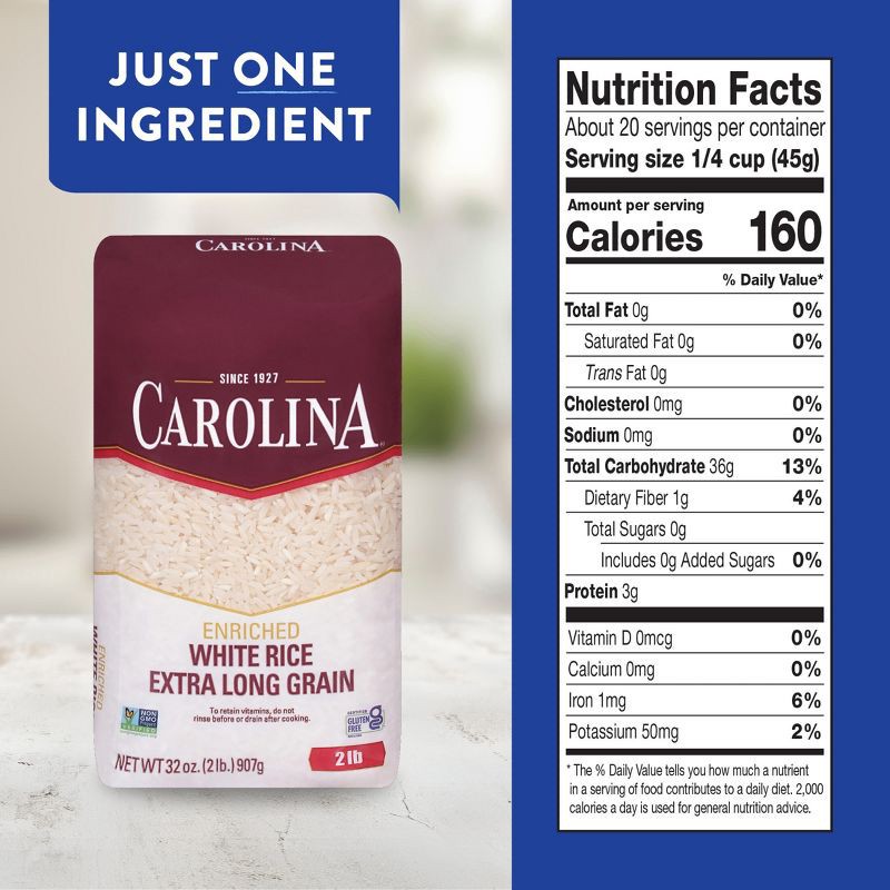 slide 9 of 9, Carolina Enriched Extra Long Grain Rice - 2lbs, 2 lb
