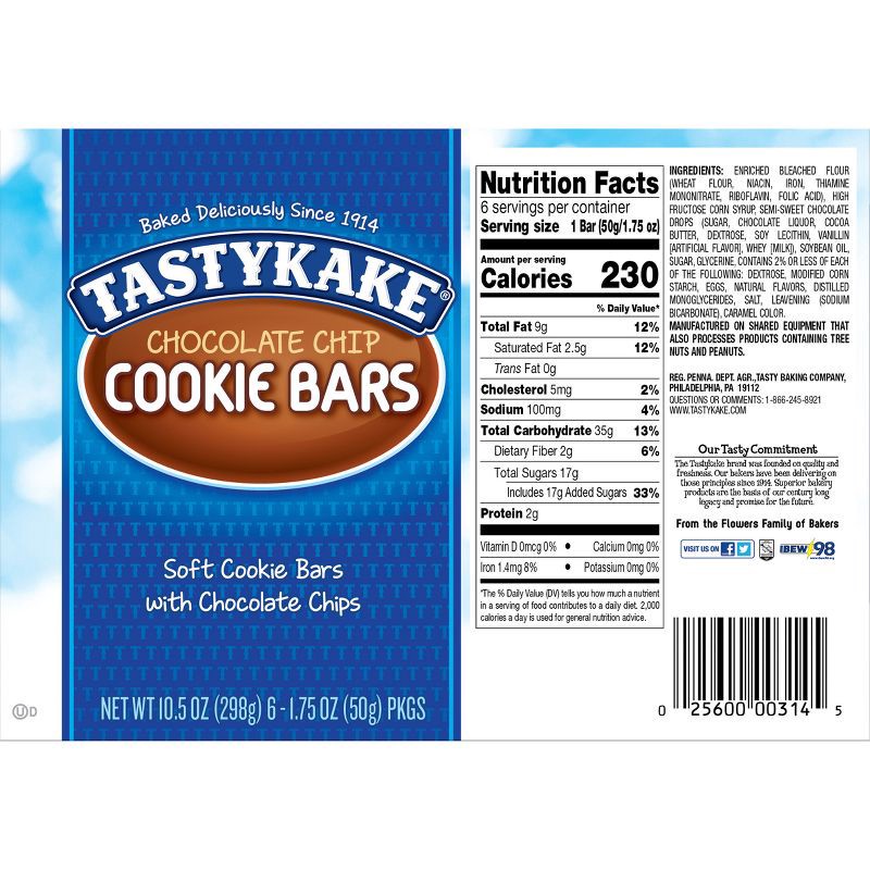 slide 4 of 4, Tastykake Chocolate Chip Cookie Bar - 10.5oz / 6ct, 6 ct; 10.5 oz