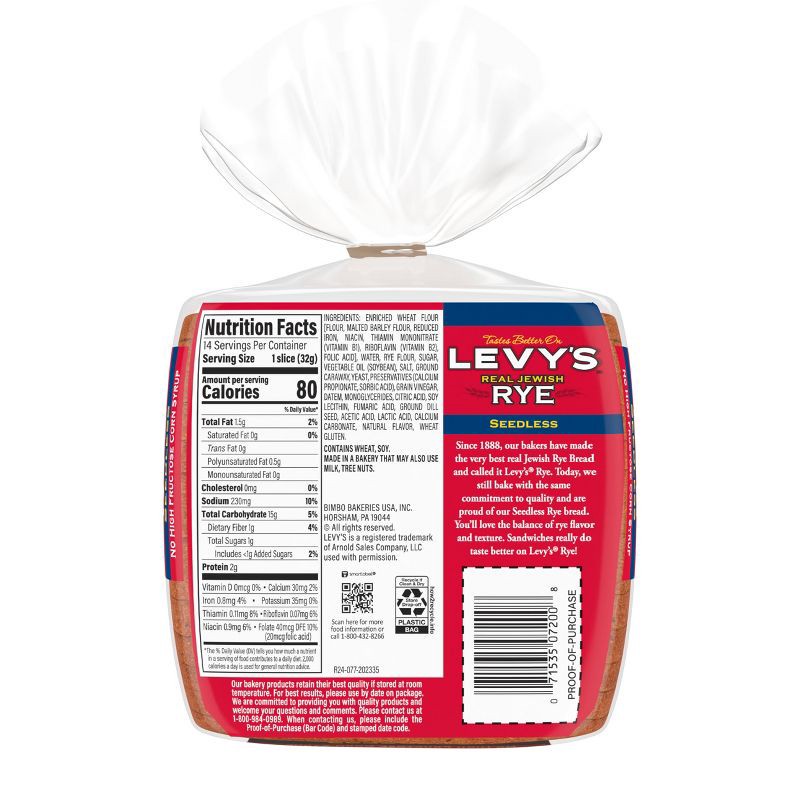 slide 2 of 7, Bimbo Levy Plain Rye bread - 16oz, 16 oz