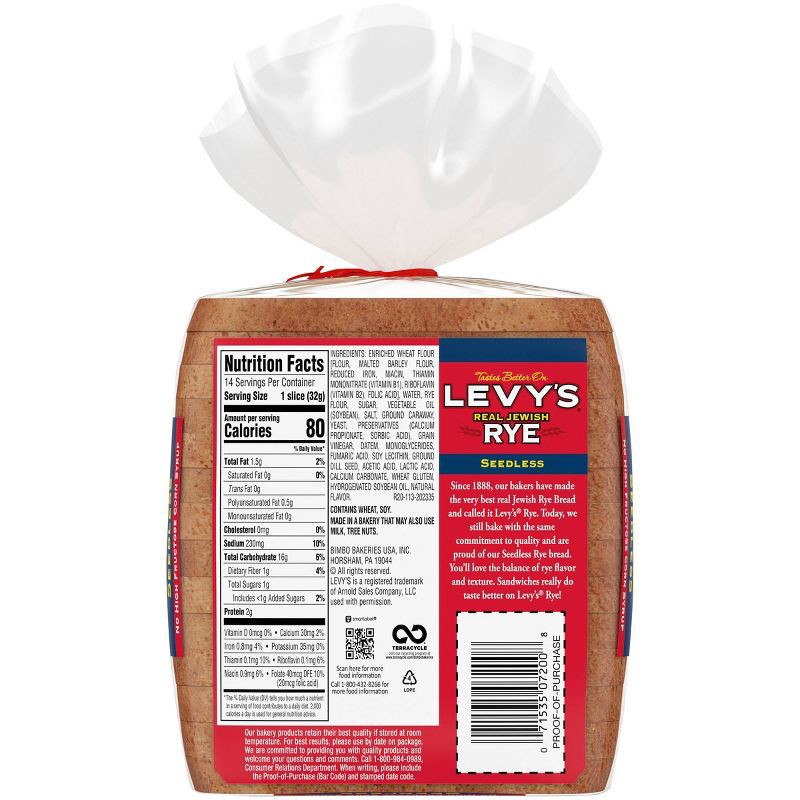 slide 3 of 4, Bimbo Levy Plain Rye bread - 16oz, 16 oz