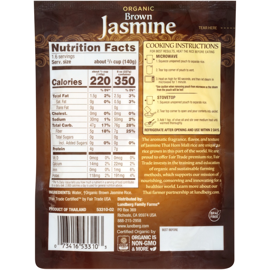 slide 7 of 8, Lundberg Family Farms Organic Brown Jasmine Rice 8 oz, 8 oz