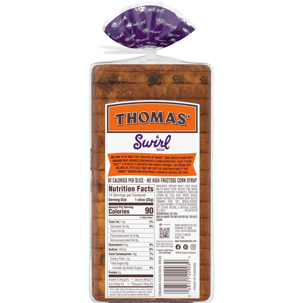 Thomas' Cinnamon Raisin Swirl Breakfast Bread 16 Oz 16 oz Shipt